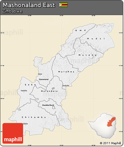 Classic Style Map of Mashonaland East, single color outside