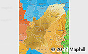 Physical Map of Mashonaland East, political shades outside