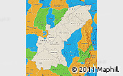 Shaded Relief Map of Mashonaland East, political outside