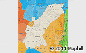 Shaded Relief Map of Mashonaland East, political shades outside