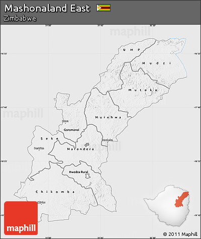 Silver Style Map of Mashonaland East, single color outside
