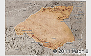 Satellite 3D Map of Mudzi, semi-desaturated