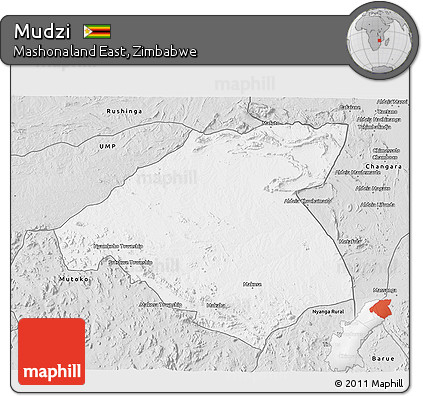 Silver Style 3D Map of Mudzi