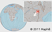Gray Location Map of Mudzi, highlighted parent region, hill shading