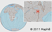 Gray Location Map of Mudzi, hill shading