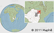 Savanna Style Location Map of Mudzi, highlighted country, highlighted parent region, hill shading