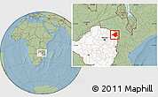 Savanna Style Location Map of Mudzi, highlighted country, hill shading