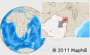 Shaded Relief Location Map of Mudzi, highlighted country, highlighted parent region