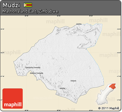 Classic Style Map of Mudzi, single color outside