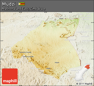Physical Map of Mudzi, lighten