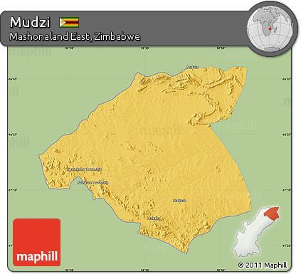 Savanna Style Map of Mudzi, single color outside