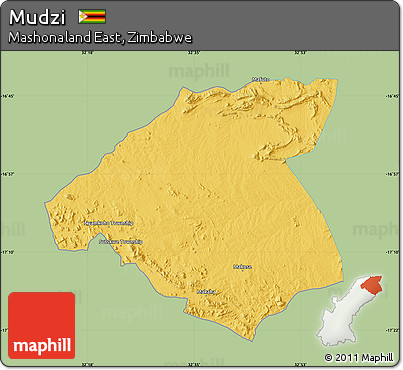 Savanna Style Map of Mudzi, single color outside