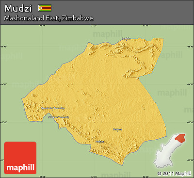Savanna Style Map of Mudzi, single color outside