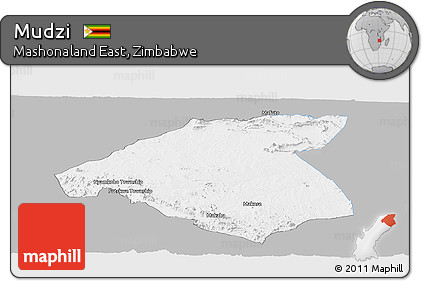 Gray Panoramic Map of Mudzi, single color outside
