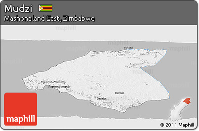 Gray Panoramic Map of Mudzi, single color outside