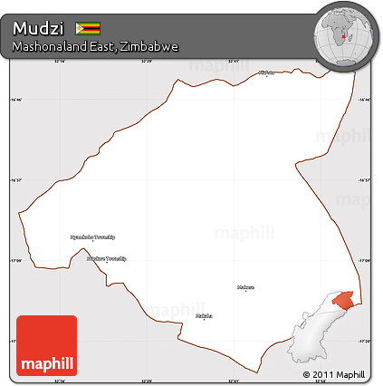 Classic Style Simple Map of Mudzi, cropped outside