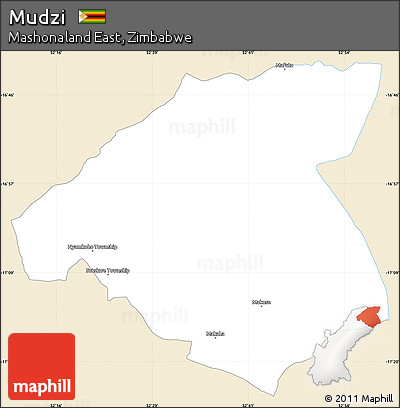 Classic Style Simple Map of Mudzi, single color outside