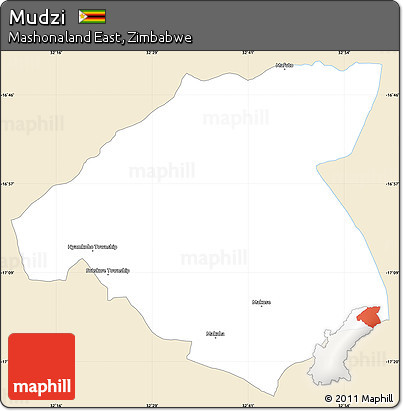 Classic Style Simple Map of Mudzi, single color outside