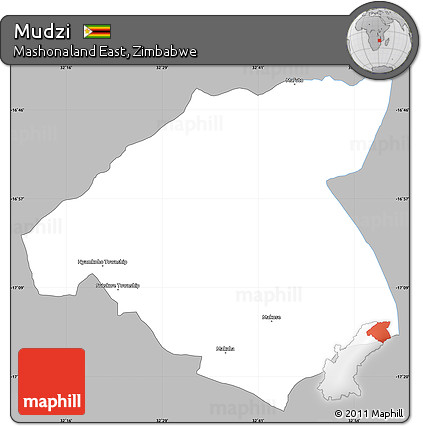 Gray Simple Map of Mudzi, single color outside