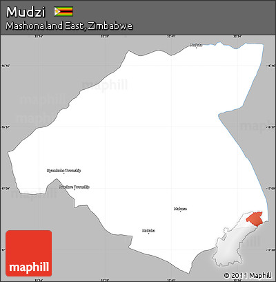 Gray Simple Map of Mudzi, single color outside