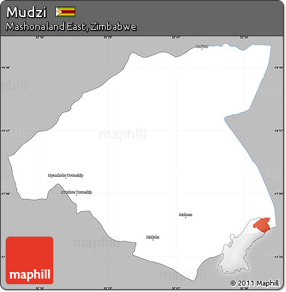 Gray Simple Map of Mudzi, single color outside