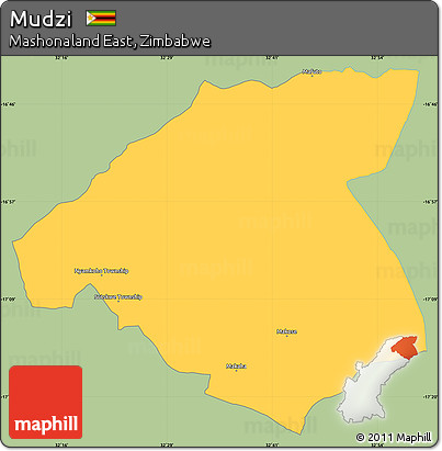 Savanna Style Simple Map of Mudzi, single color outside