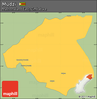 Savanna Style Simple Map of Mudzi, single color outside