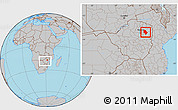 Gray Location Map of Murehwa, within the entire country