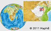 Physical Location Map of Murehwa, highlighted country, highlighted parent region, within the entire country