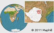 Satellite Location Map of Murehwa, highlighted country