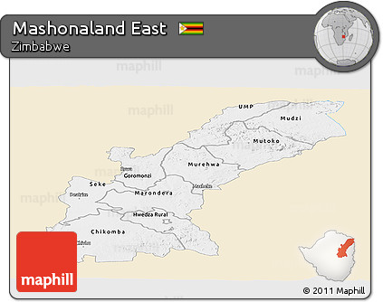 Classic Style Panoramic Map of Mashonaland East, single color outside