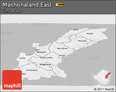 Gray Panoramic Map of Mashonaland East, single color outside