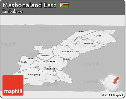 Gray Panoramic Map of Mashonaland East, single color outside