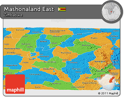Political Panoramic Map of Mashonaland East