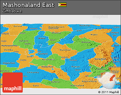 Political Panoramic Map of Mashonaland East