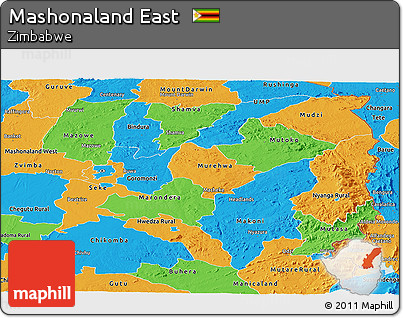 Political Panoramic Map of Mashonaland East