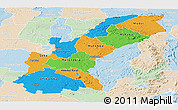 Political Panoramic Map of Mashonaland East, lighten