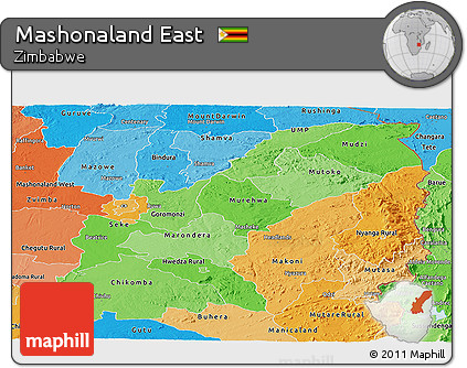 Political Shades Panoramic Map of Mashonaland East