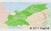 Political Shades Panoramic Map of Mashonaland East, lighten