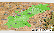 Political Shades Panoramic Map of Mashonaland East, satellite outside