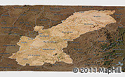 Satellite Panoramic Map of Mashonaland East, darken