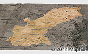 Satellite Panoramic Map of Mashonaland East, darken, semi-desaturated