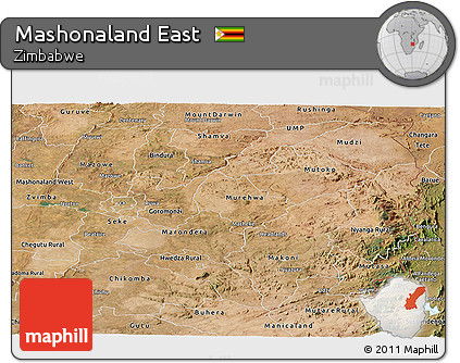 Satellite Panoramic Map of Mashonaland East