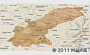 Satellite Panoramic Map of Mashonaland East, shaded relief outside