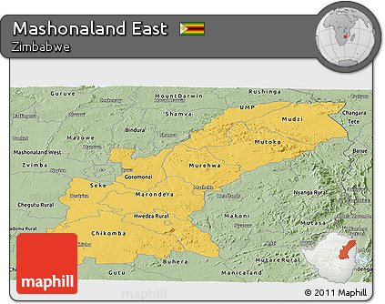 Savanna Style Panoramic Map of Mashonaland East