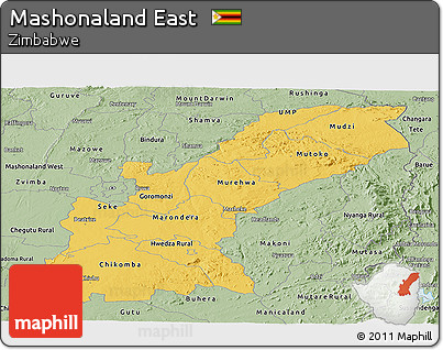 Savanna Style Panoramic Map of Mashonaland East