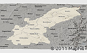 Shaded Relief Panoramic Map of Mashonaland East, darken, semi-desaturated