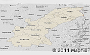 Shaded Relief Panoramic Map of Mashonaland East, desaturated