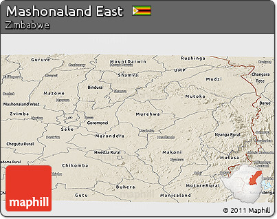 Shaded Relief Panoramic Map of Mashonaland East