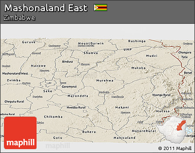 Shaded Relief Panoramic Map of Mashonaland East